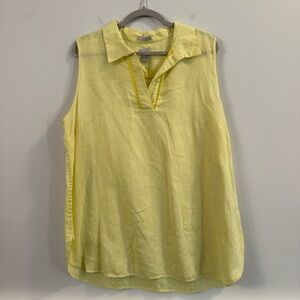 Women’s Chicos Yellow no iron linen sleeveless Top size 18